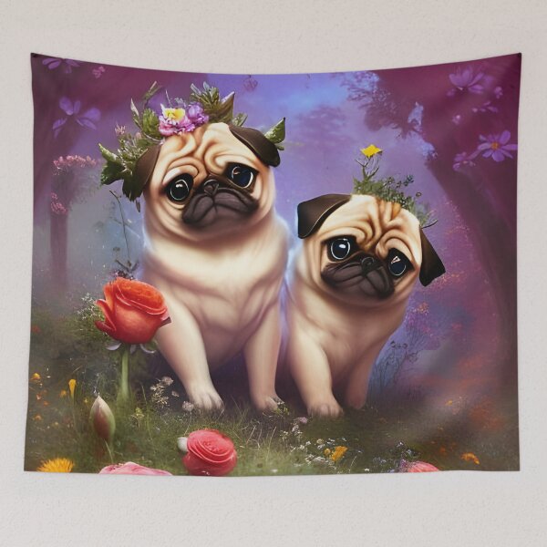 Item preview, Pugs in Wonderland 2 designed and sold by kosmicfairytale.