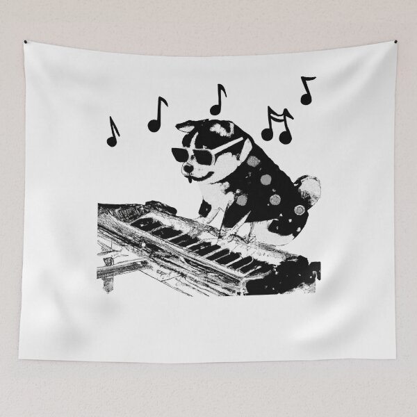 Item preview, Cool Dog Playing Piano Music Art – Funny Sunglasses Dog Musician designed and sold by Vividality.