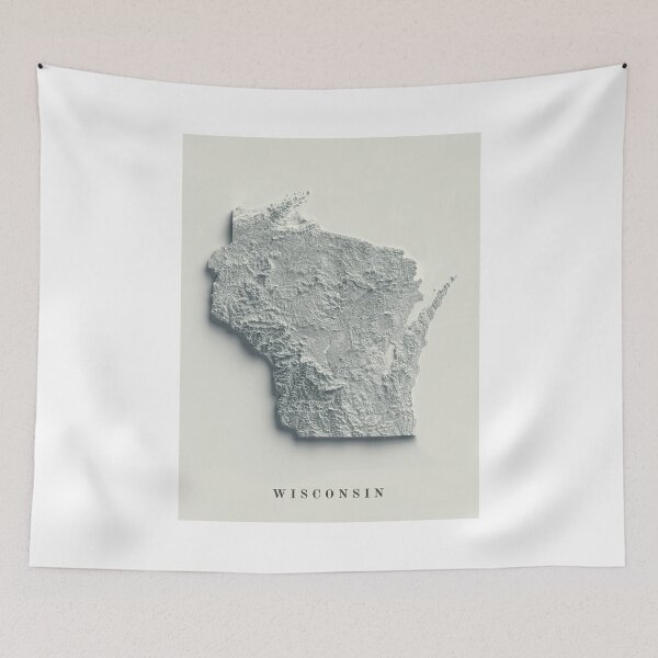 Item preview, Wisconsin Shaded Relief Map 3D digitally-rendered designed and sold by ThinkAboutMaps.
