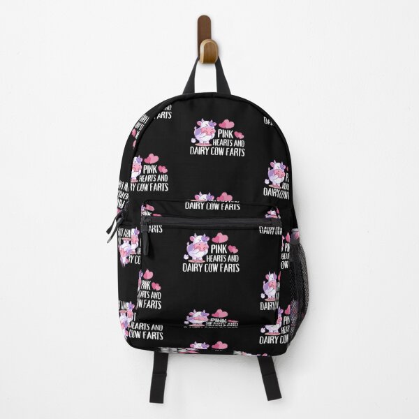 Artikelvorschau, Schwarze Version von Pink Hearts und Dairy Cow Fürzen entworfen und verkauft von FarmsteadAcers.