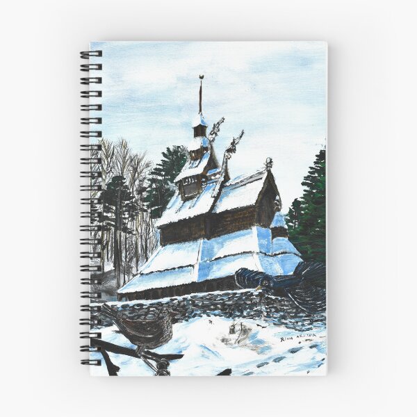 Item preview, Fantoft Stave Church in Snow  designed and sold by Rina Arling.