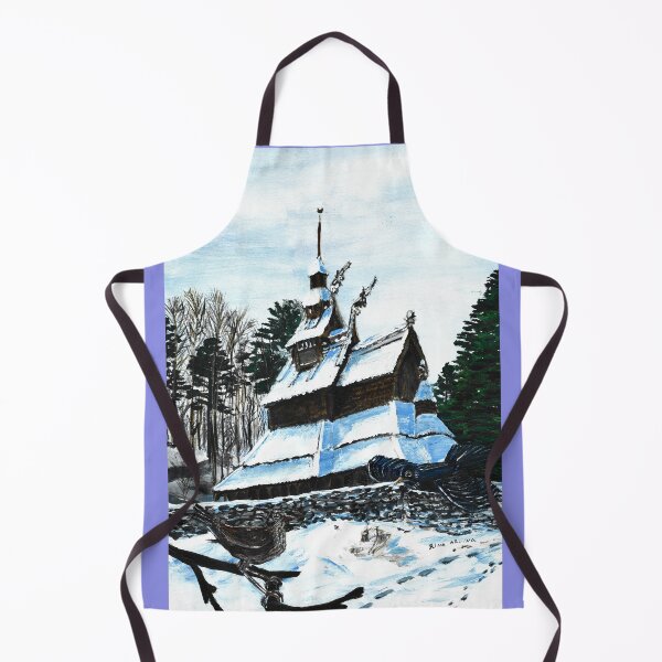 Item preview, Fantoft Stave Church in Snow  designed and sold by Rina Arling.