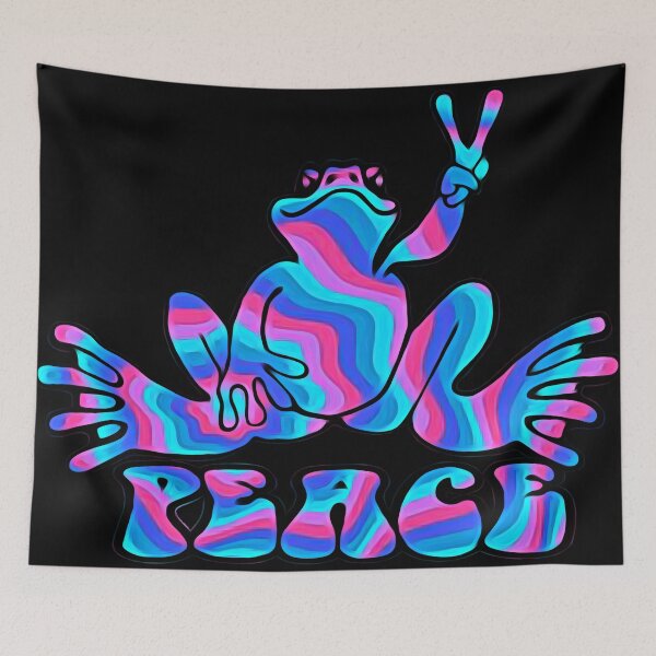 Item preview, Pink and Blue Striped Peace Frog designed and sold by natnat7w.