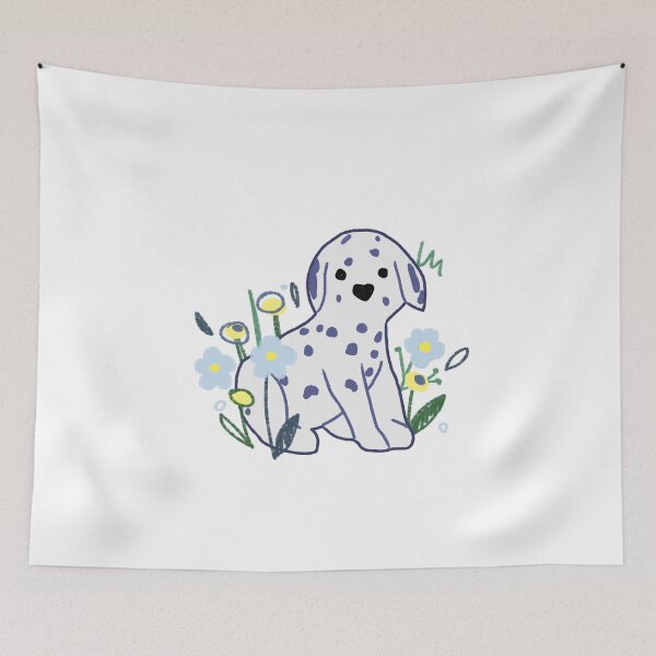 Item preview, Dalmatian Puppy with Blue Flowers designed and sold by aymeigh.