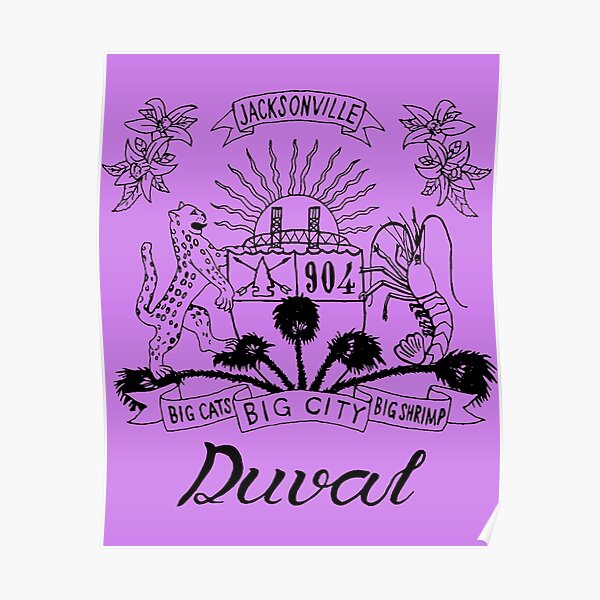 Duval Crest Black Lettering on Purple Poster