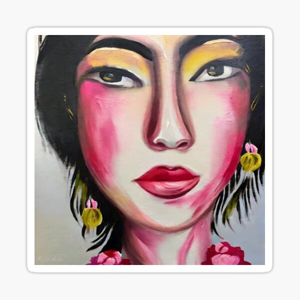 North Asian Woman Named Zarya Sunrise Art Deco Grunge Sticker