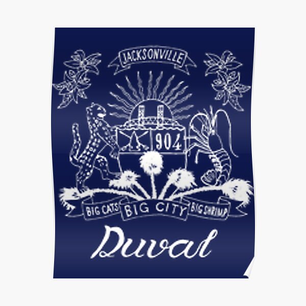 Duval Crest Black Lettering on Navy Blue Poster