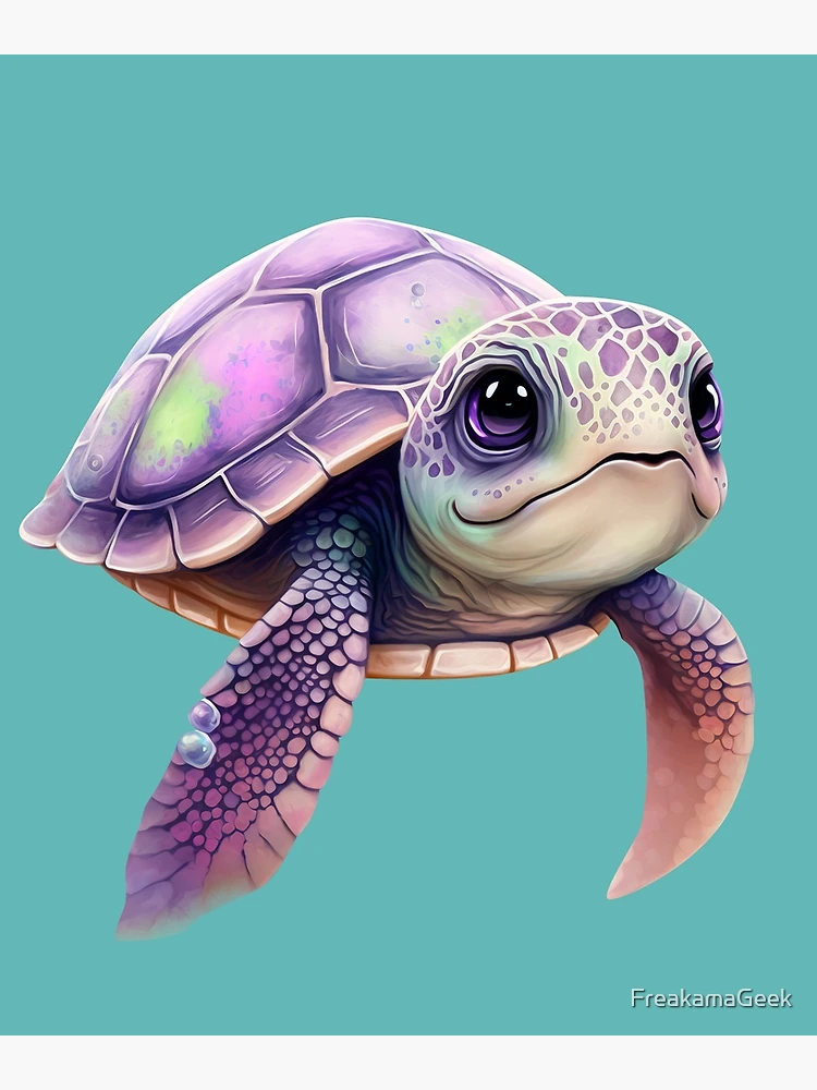Kawaii Sea Turtle, digital illustration by me : r/AdorableArt