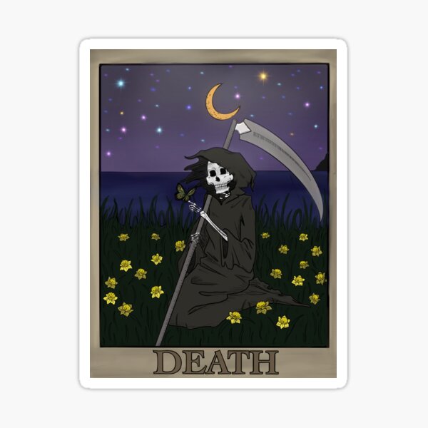 Vista previa del artículo con la obra «Tarjeta de muerte de taro femenino divino», diseñado y vendido por PrintsByMeg.