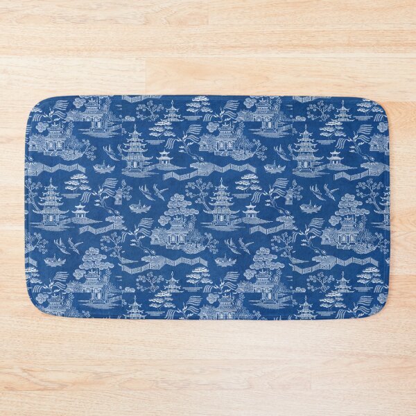 Item preview, Blue White Chinoiserie Pagoda Crane Boat Countryside Home Decor  designed and sold by bySoutherngal.