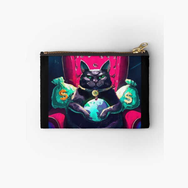 Item preview, Rich Royal cat dominating the world with money ,  artistic and graphic  illustration of rich street cat designed and sold by Rishabhthinks.
