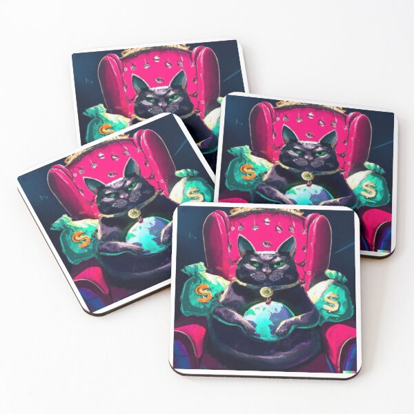 Item preview, Rich Royal cat dominating the world with money ,  artistic and graphic  illustration of rich street cat designed and sold by Rishabhthinks.