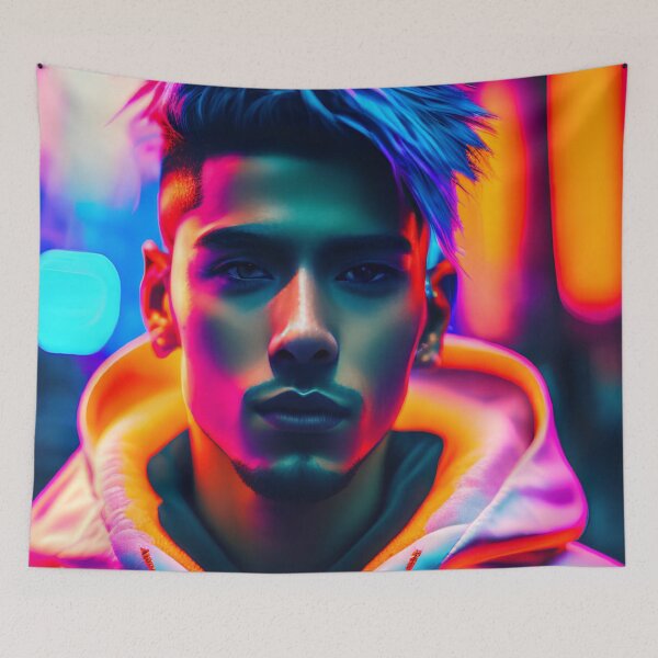 Item preview, Neon-lit Man Digital Art designed and sold by ArtsyWishesShop.