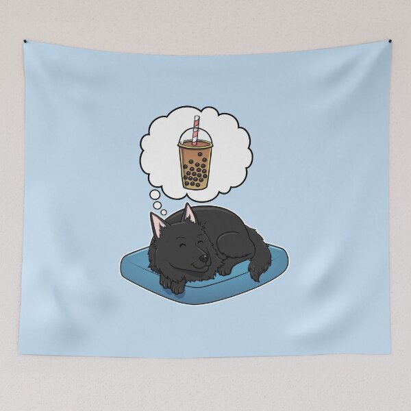 Item preview, Belgian Sheepdog dreaming about Bubble Tea designed and sold by DoggieDelights.