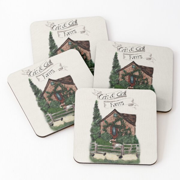 Item preview, Grin and Grit Farms Chocolate Box English Cottage with Lazing Labrador Dog and Ginger Farm Cat designed and sold by Monica Laipple.
