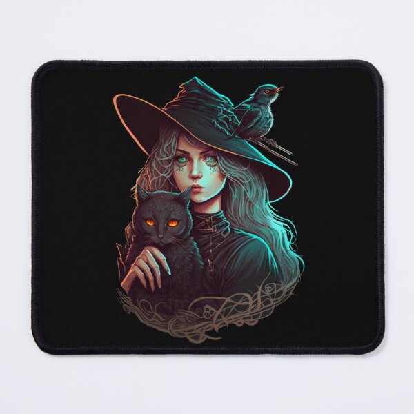 Item preview, Witch with her cat familiar designed and sold by Fablemyst.