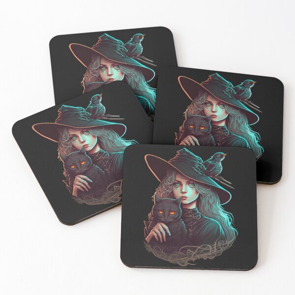 Item preview, Witch with her cat familiar designed and sold by Fablemyst.