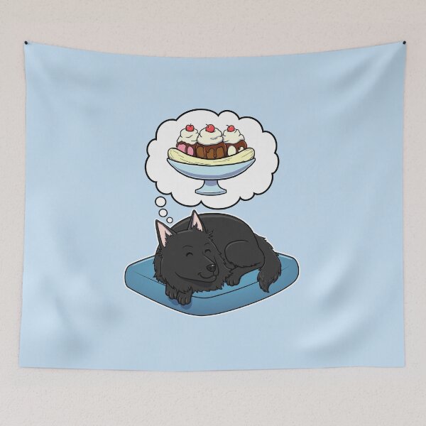 Item preview, Belgian Sheepdog dreaming about Banana Splits designed and sold by DoggieDelights.