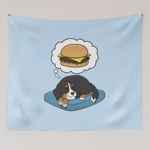 Artikelvorschau, Bernese Mountain Dog dreaming about Cheeseburgers entworfen und verkauft von DoggieDelights.