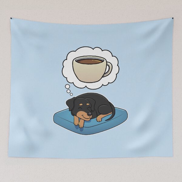 Item preview, Miniature Pinscher dreaming about Coffee designed and sold by DoggieDelights.