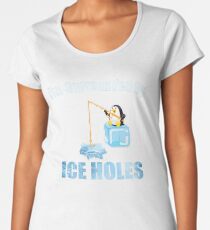 Ice Fishing Penguin Women's Premium T-Shirt