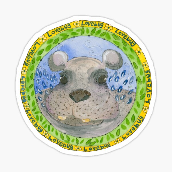 "Lovebug" the Happy Hippo Sticker