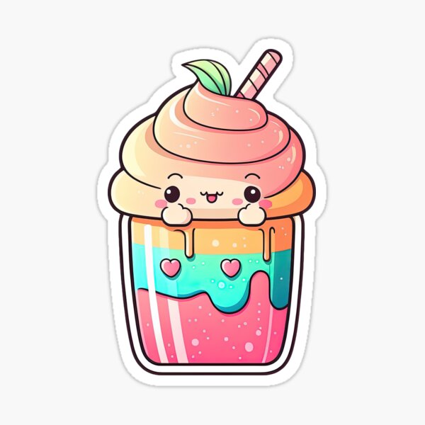 Item preview, Sip Sip Hooray! Rainbow Smoothie with a Cute Face and a Straw designed and sold by ultra-cute.