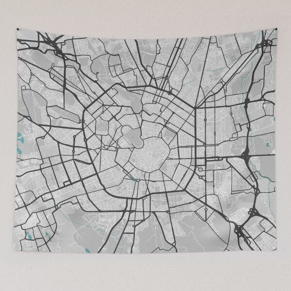 Item preview, Milan Italy Map - Minimal Style w/ Roads designed and sold by wxnw-designs.