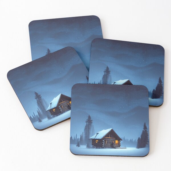 Item preview, Winter Cabin at night designed and sold by SilverFrog.