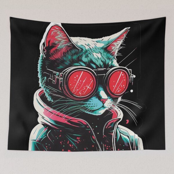 Item preview, Cyberpunk neon cat #1 designed and sold by PhiloSophyEye.
