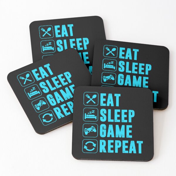 Item preview, Eat Sleep Game Repeat Blue designed and sold by SamuraiGaming.