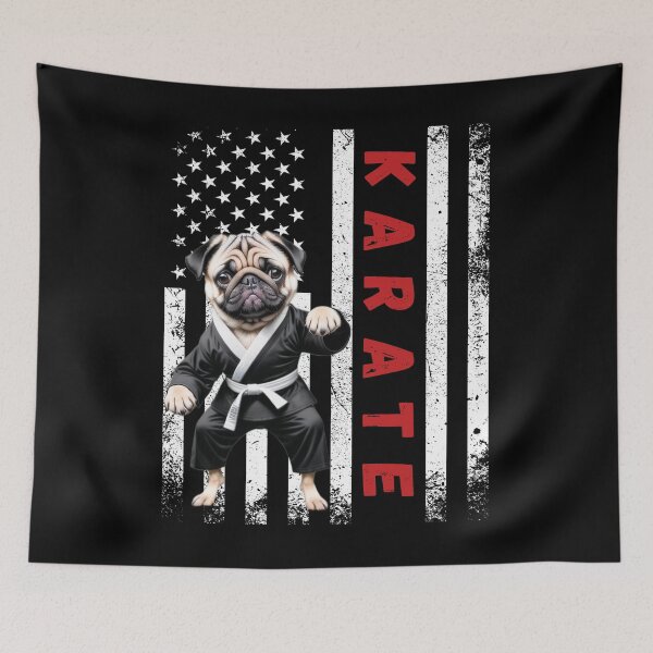 Item preview, Karate USA Flag Pug Dog designed and sold by MythicalSticker.