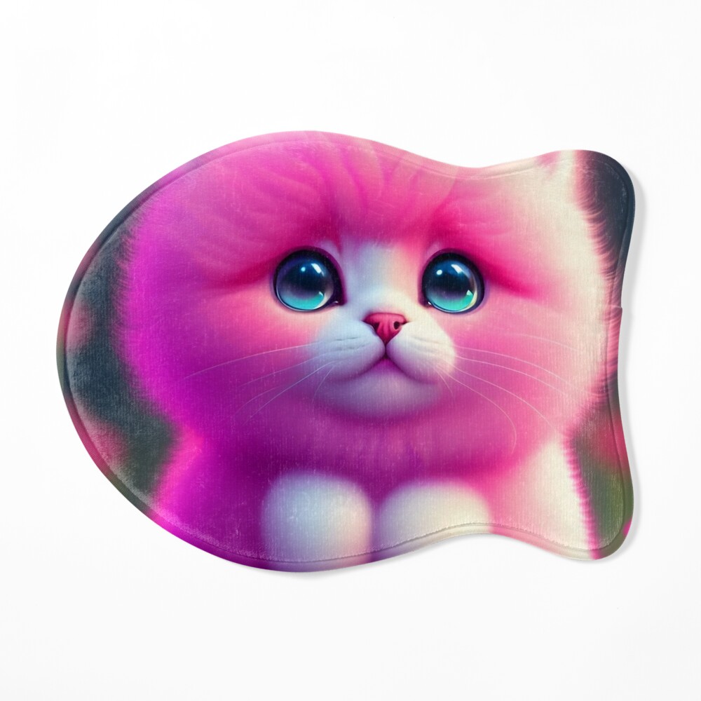 Fluffy Pink Cat - Modern Digital Art Poster by Ai-michiart