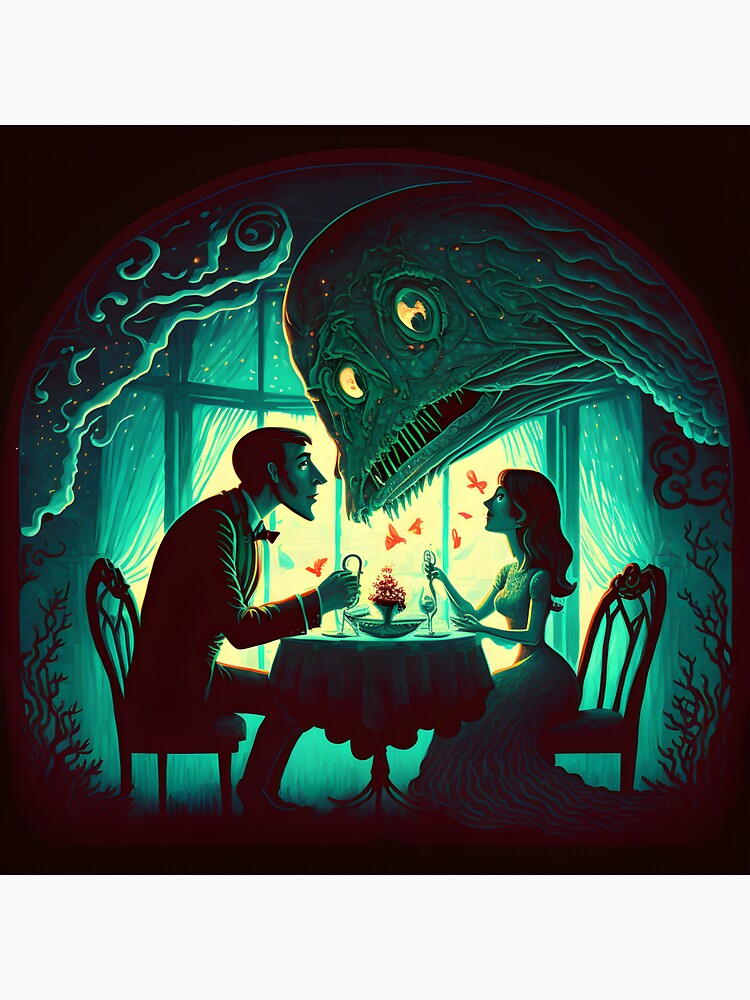 Thumbnail 3 of 3, Sticker, A Monster's Love: A Macabre and Scary Valentine's Day Collection designed and sold by RafaelVanti.