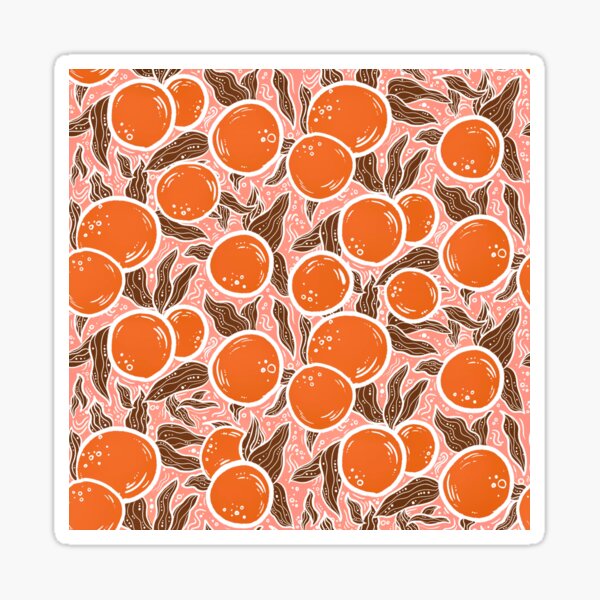 Orange, Pink, and Maroon Abstract Summer Citrus Fruit Art Print Sticker