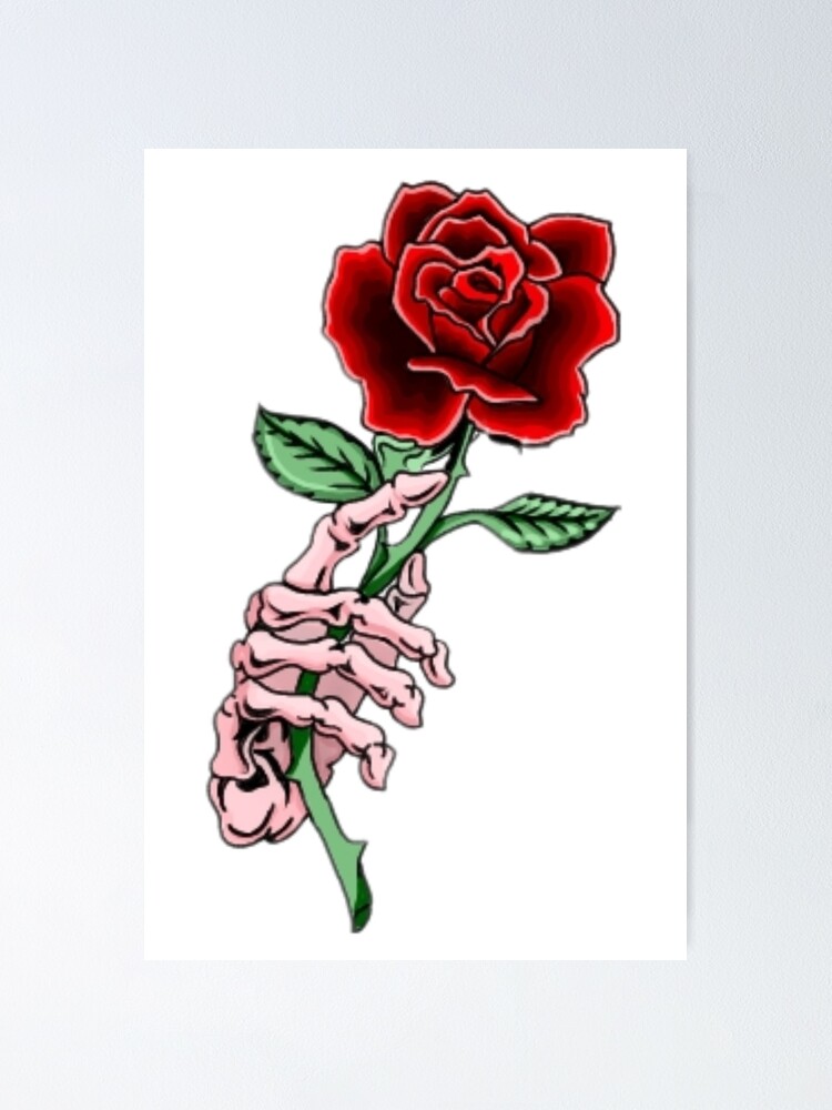 Póster «Rosa roja en la mano de un hombre muerto» de Artistkhg | Redbubble