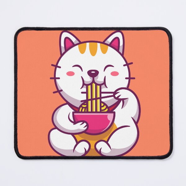 Item preview, Cat eating spaghetti noodles - neko in kawaii style fashion designed and sold by gifts-ideas.