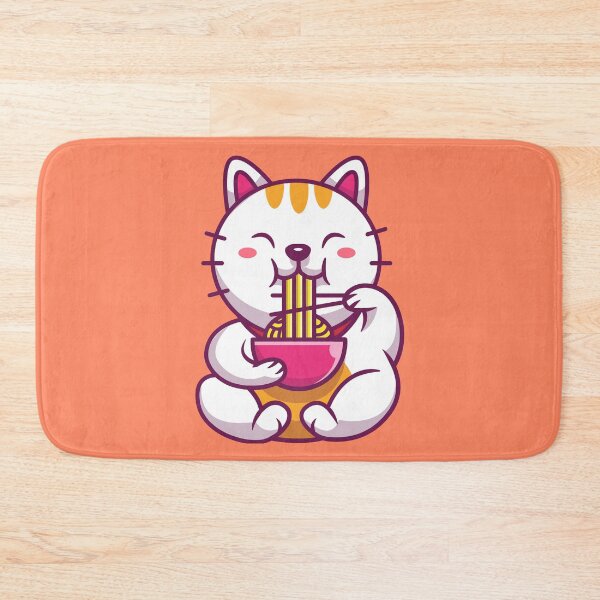 Item preview, Cat eating spaghetti noodles - neko in kawaii style fashion designed and sold by gifts-ideas.