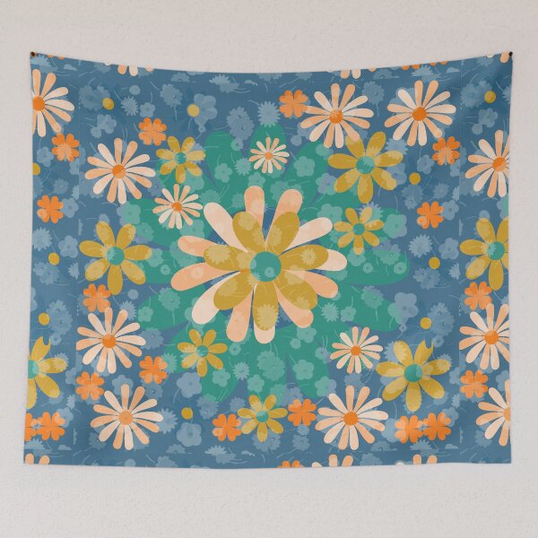 Item preview, Flower Mandalas Green Yellow Blue designed and sold by ZandraGalaShop.