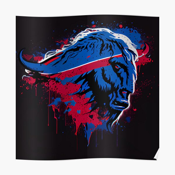 Red Standing Buffalo Logo - Buffalo Bills - Posters and Art Prints