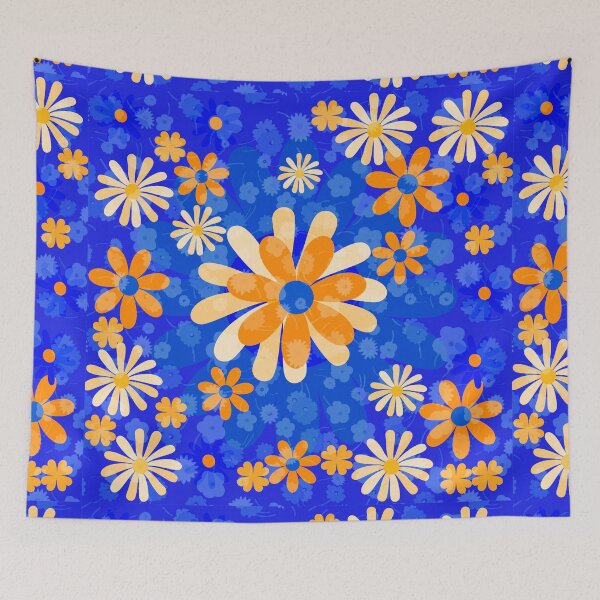 Item preview, Flower Mandalas Orange Blue designed and sold by ZandraGalaShop.