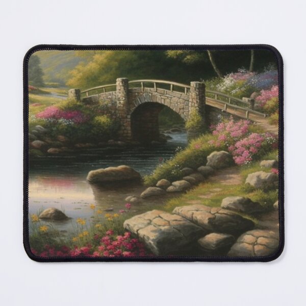 Item preview, bridge over a stream with wildflowers designed and sold by JoepshLSio.