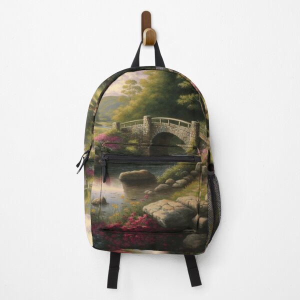 Item preview, bridge over a stream with wildflowers designed and sold by JoepshLSio.