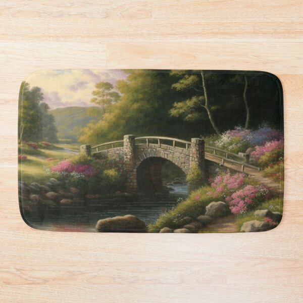 Item preview, bridge over a stream with wildflowers designed and sold by JoepshLSio.