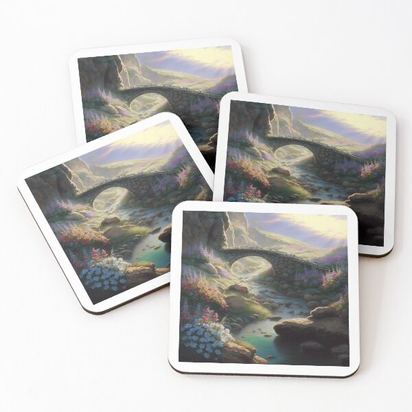 Item preview, bridge over a stream with wildflowers designed and sold by JoepshLSio.