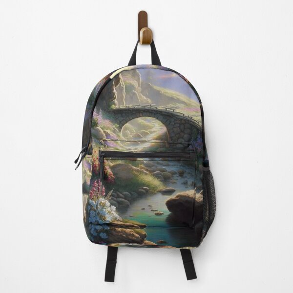 Item preview, bridge over a stream with wildflowers designed and sold by JoepshLSio.