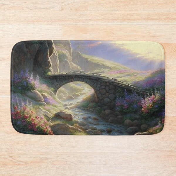 Item preview, bridge over a stream with wildflowers designed and sold by JoepshLSio.