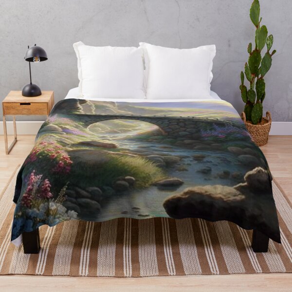 Item preview, bridge over a stream with wildflowers designed and sold by JoepshLSio.