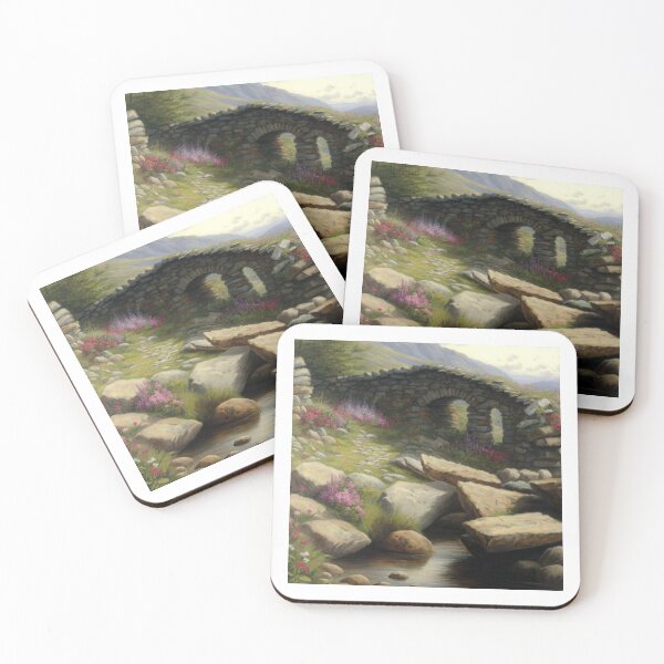 Item preview, bridge over a stream with wildflowers designed and sold by JoepshLSio.