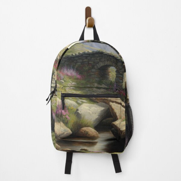 Item preview, bridge over a stream with wildflowers designed and sold by JoepshLSio.